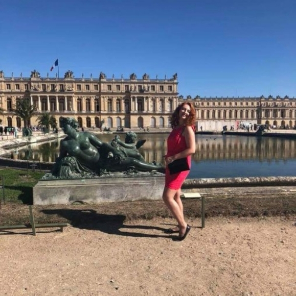 Fuchsia stretching cotton mini dress size 8 - Picture 3 of 9